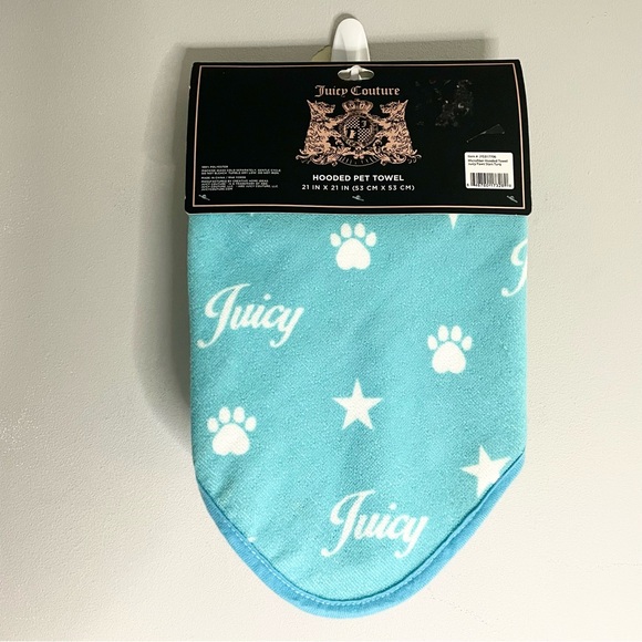 JUICY COUTURE Paws & Stars Microfiber Hooded Pet Towel Bath Blanket NWT - Picture 2 of 7